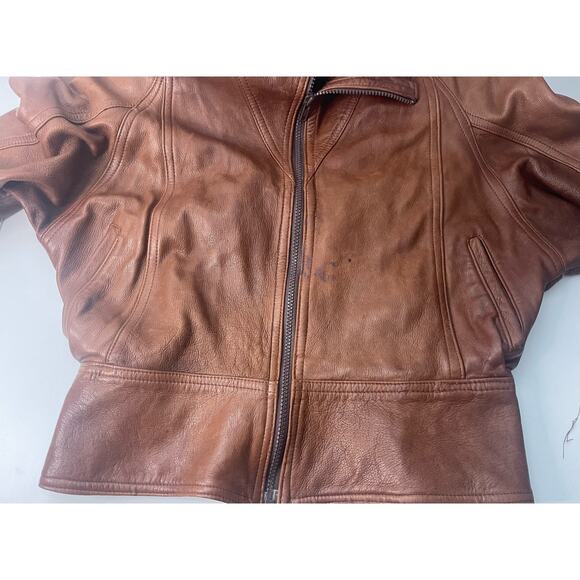 Vintage 80's Giovinezza Moda Rocco Brown Moto Leather Jacket Medium - Picture 9 of 16